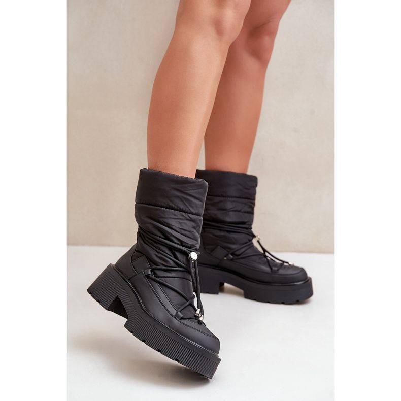 Bottes de neige noires pour femmes Seandriel sur plateforme et talon plat 2