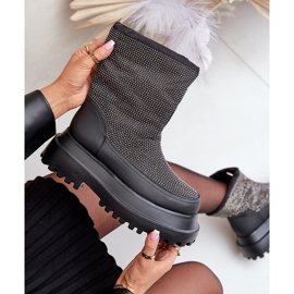 Bottes de neige décorées Avivina noires avec plateforme et talon plat 2