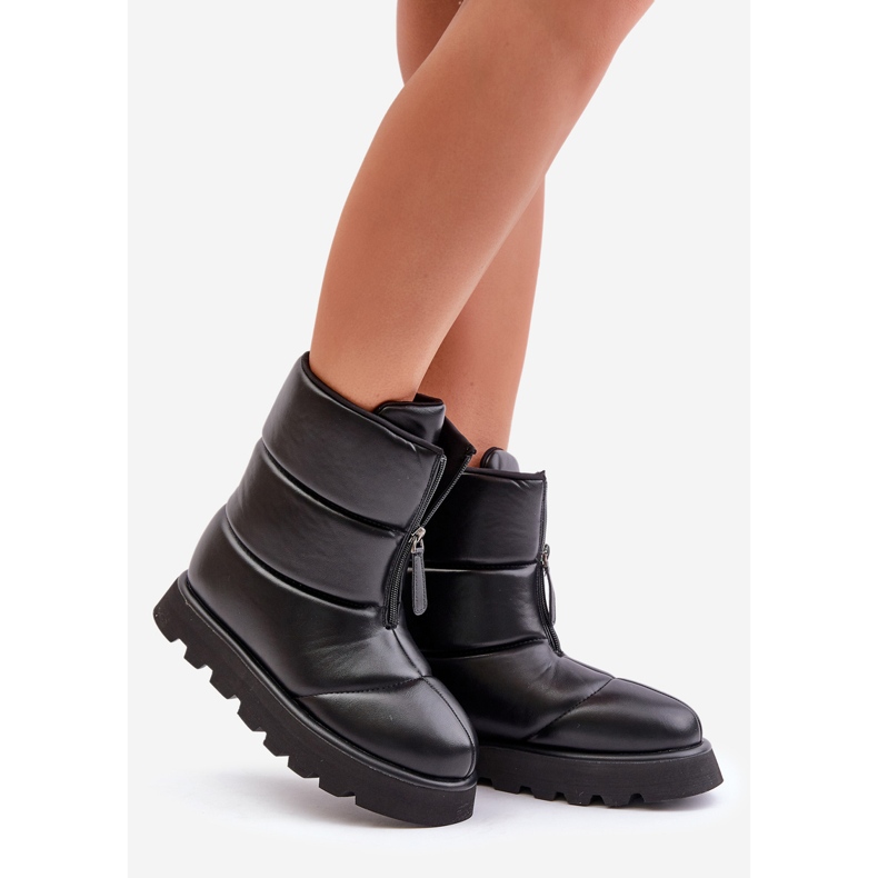 Bottes de neige à plateforme en cuir écologique noir avec fermeture éclair Resisia 1
