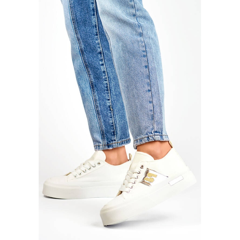 Baskets basses à semelle épaisse, blanches LY100W 2