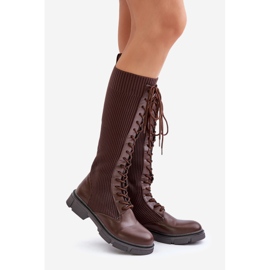 Bottines à lacets Vamilena marron avec tige élastique brun 1