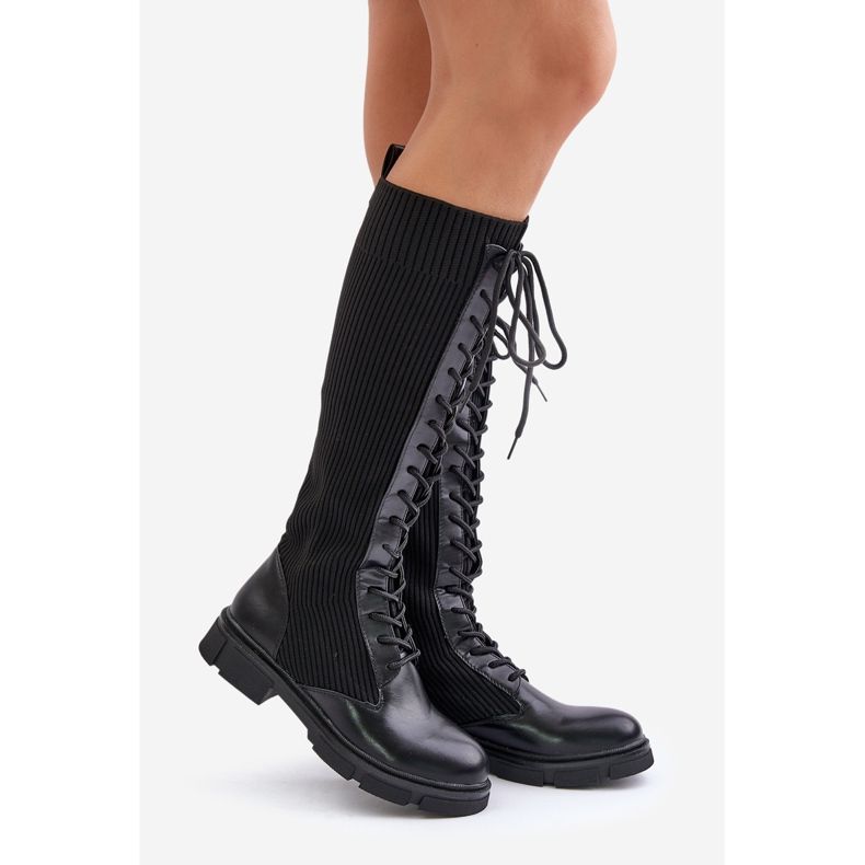Bottines à lacets Vamilena noires avec tige élastique le noir 1