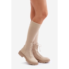 Bottes à enfiler Iranel beiges avec tige chaussette 1
