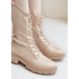 Bottes à enfiler Iranel beiges avec tige chaussette 2