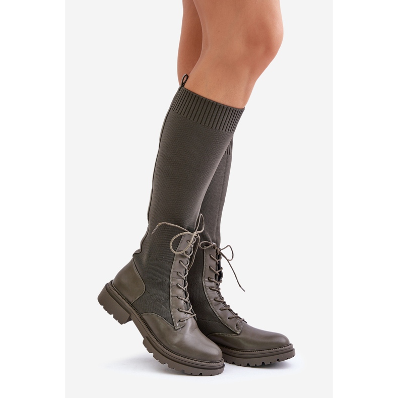 Bottines à enfiler à tige chaussette, vert foncé Iranel 1