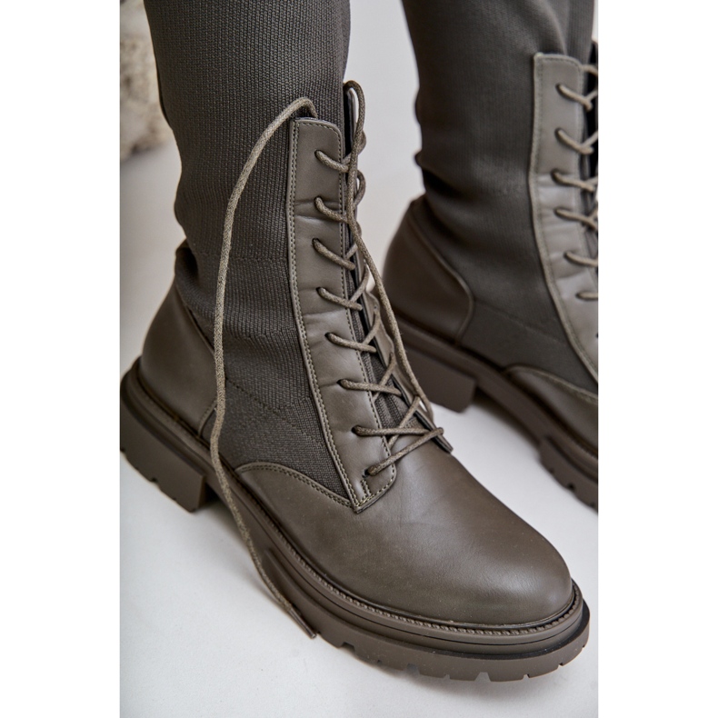 Bottines à enfiler à tige chaussette, vert foncé Iranel 2