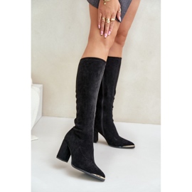 Bottes en suède écologique à talon bloc, Noir Batirae 2