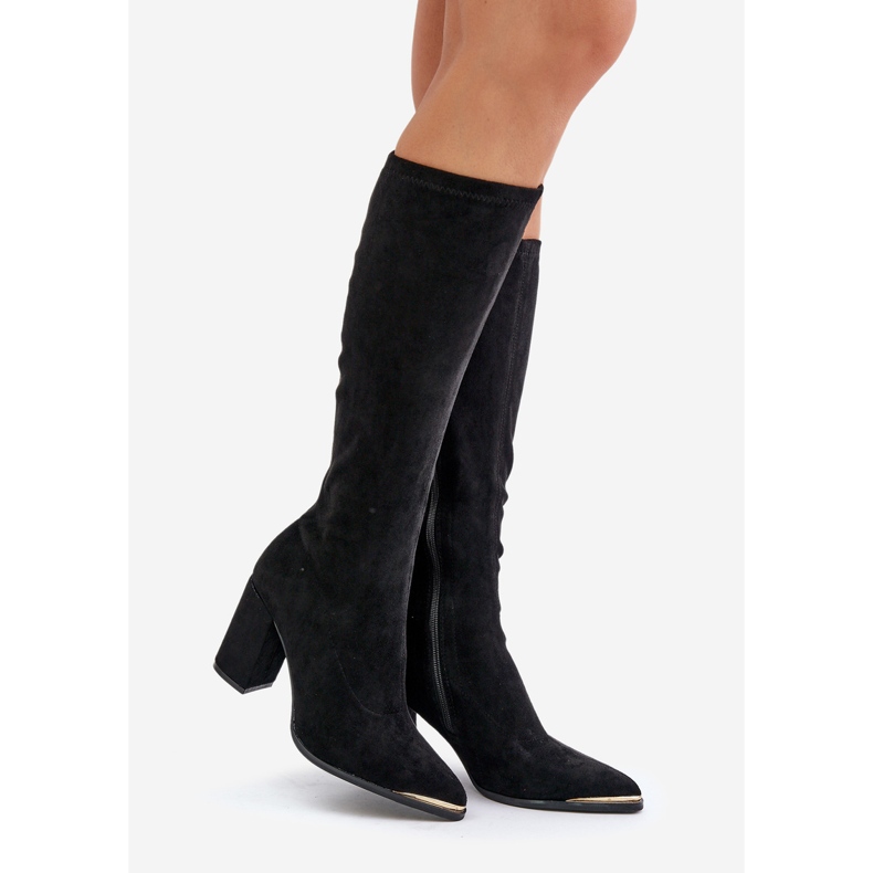 Bottes en suède écologique à talon bloc, Noir Batirae 1