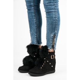 Kylie Baskets avec fourrure le noir 2