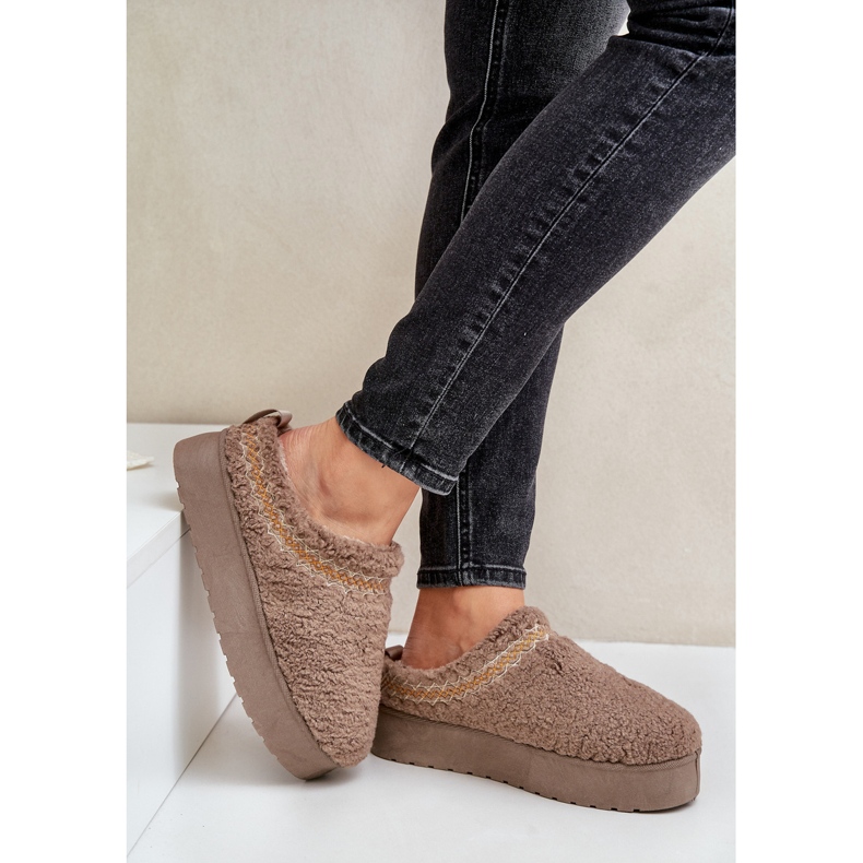 Bottes de neige à plateforme avec fourrure, type peau de mouton, beige foncé Mesirra 2