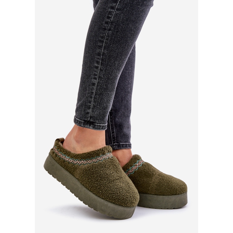 Bottes de neige à plateforme avec fourrure, type peau de mouton, vert foncé Mesirra 1