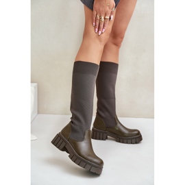 Bottines à tige souple et talon plat, vert foncé Mesidra 2