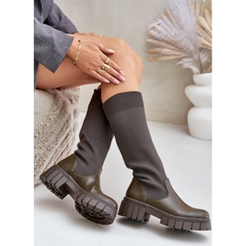 Bottines à tige souple et talon plat, vert foncé Mesidra 8