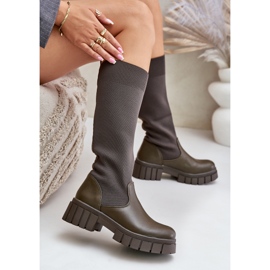 Bottines à tige souple et talon plat, vert foncé Mesidra 9