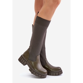 Bottines à tige souple et talon plat, vert foncé Mesidra 1