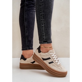 Zazoo N1176 Baskets en daim sur la plateforme, Beige 4