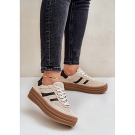 Zazoo N1176 Baskets en daim sur la plateforme, Beige 3
