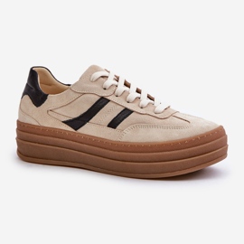 Zazoo N1176 Baskets en daim sur la plateforme, Beige 5