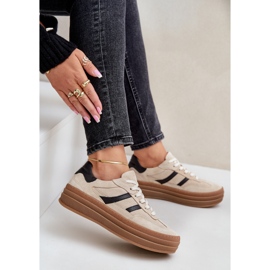 Zazoo N1176 Baskets en daim sur la plateforme, Beige 8