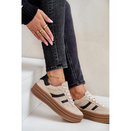 Zazoo N1176 Baskets en daim sur la plateforme, Beige 10