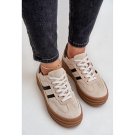 Zazoo N1176 Baskets en daim sur la plateforme, Beige 6