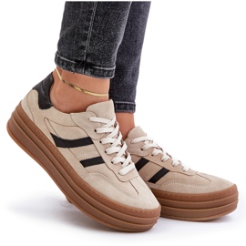 Zazoo N1176 Baskets en daim sur la plateforme, Beige 11