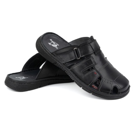 Chaussons cuir homme KAMPOL Polskie stogie 221KAM noir le noir 2