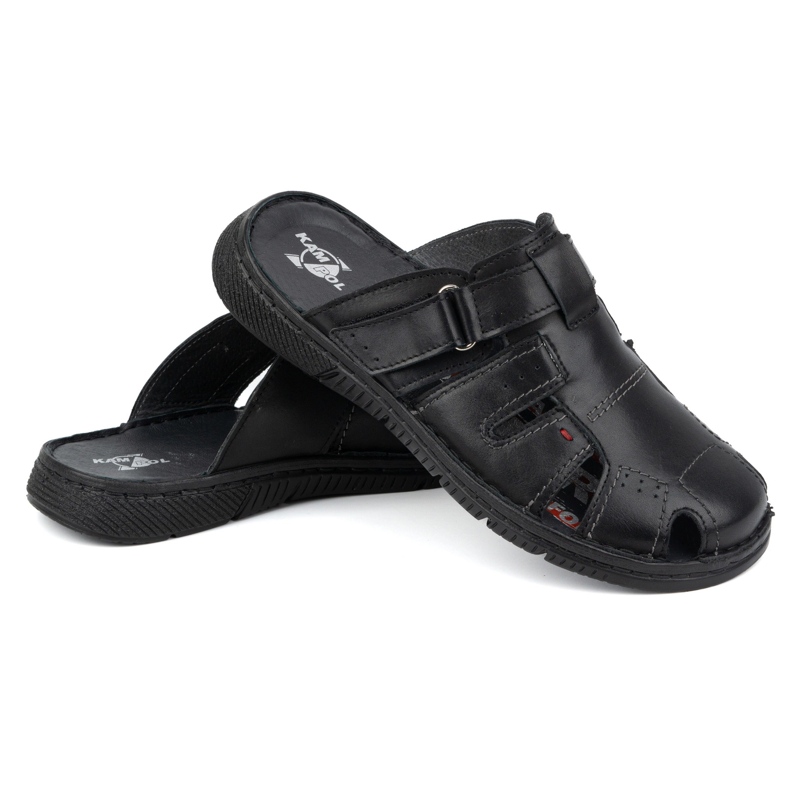 Chaussons cuir homme KAMPOL Polskie stogie 221KAM noir 2