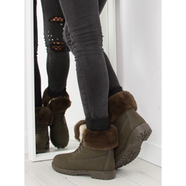 Bottes en bois vert chaud avec fourrure 3