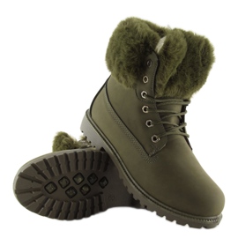 Bottes en bois vert chaud avec fourrure 5