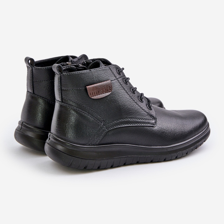 Bottes isolées à lacets avec fermeture éclair pour hommes, noir Hlimena 2