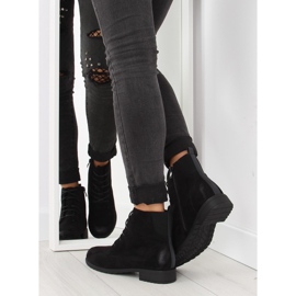 Bottines à lacets en daim noires le noir 2