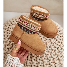 Bottes de neige à enfiler pour enfants avec insert à motif, isolées avec de la fourrure Mirirae camel beige 5