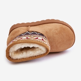 Bottes de neige à enfiler pour enfants avec insert à motif, isolées avec de la fourrure Mirirae camel beige 3