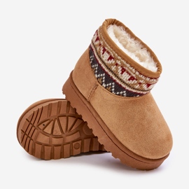 Bottes de neige à enfiler pour enfants avec insert à motif, isolées avec de la fourrure Mirirae camel beige 4