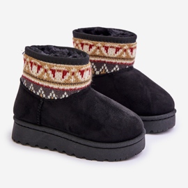Bottes de neige à enfiler pour enfant à motif, doublées de fourrure, noir Mirirae le noir 1