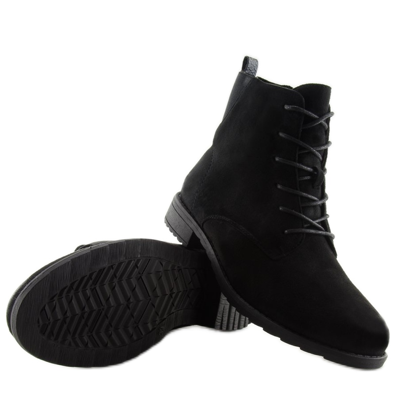 Bottines à lacets en daim noires le noir 1