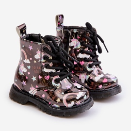 Bottes Isolées Pour Enfants Avec Fermeture Éclair Licornes Noir Tiptop 1