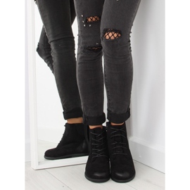 Bottines à lacets en daim noires le noir 4