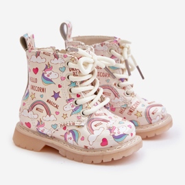 Bottes Isolées Pour Enfants Avec Fermeture Éclair Licornes Beige Tiptop 1
