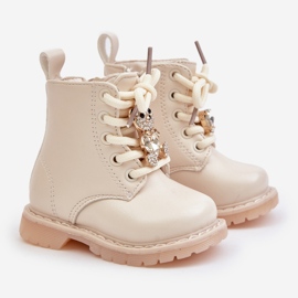 Bottines isolées pour enfants avec ours en peluche et fermeture éclair, Beige Enchanta 1 Bottines isolées pour enfants avec ours en peluche et fermeture éclair, Beige Enchanta 1