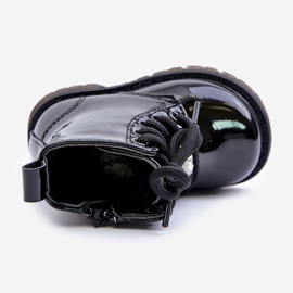 Bottines enfant vernies isolées avec ours en peluche et fermeture éclair, Noir Enchanta le noir 2