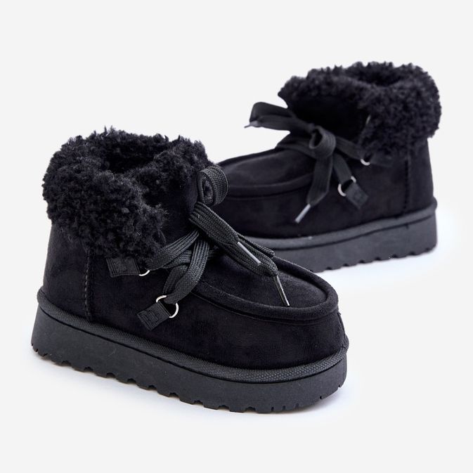 Bottes de neige enfant Adelane noires isolées avec fourrure 1