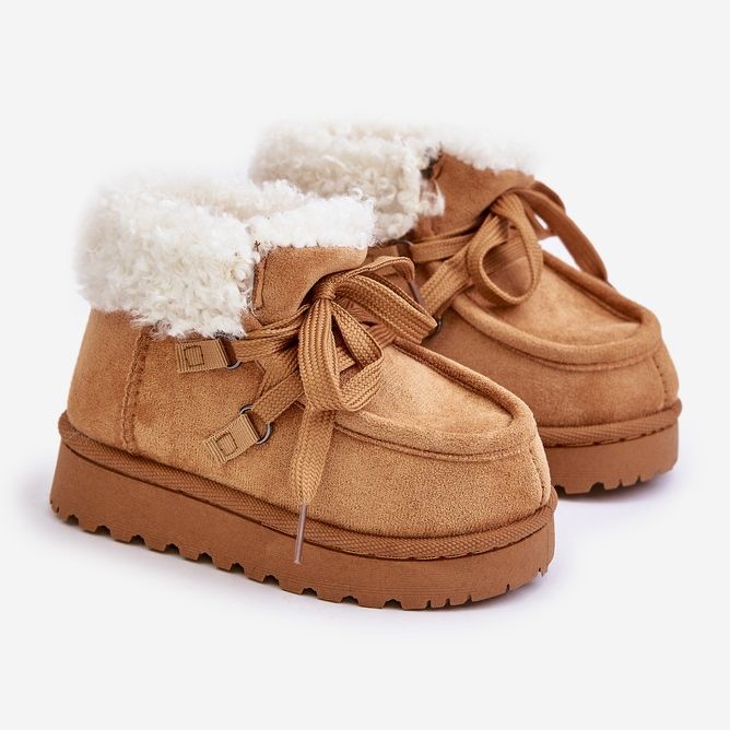 Bottes de Neige Enfant Isolées avec Fourrure Camel Adelane brun 1