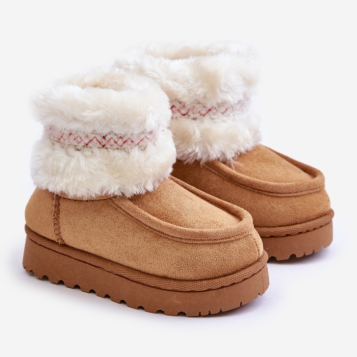 Bottines de neige enfant avec fourrure et motif Camel Melefia beige 1