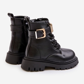 Bottes isolées en cuir écologique pour fille avec sangle décorative, noir Gilian 2