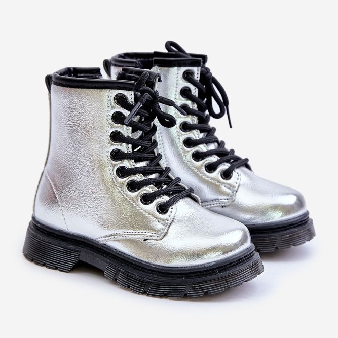 Bottes isolées pour filles, argent verni, avec fermeture éclair, Novita 1 Bottes isolées pour filles, argent verni, avec fermeture éclair, Novita 1