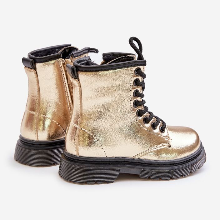 Bottes isolées pour filles avec fermeture éclair vernie, Gold Novita d'or 1