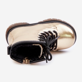 Bottes isolées pour filles avec fermeture éclair vernie, Gold Novita doré 2