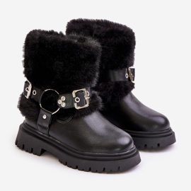 Bottes Fille en Cuir Eco avec Fourrure et Boucles, Cartemes Noirs le noir 1